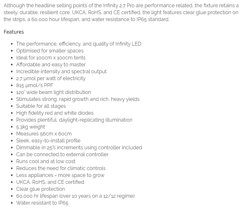 Omega infinity 200W Pro LED GROWER 167€ infos.png